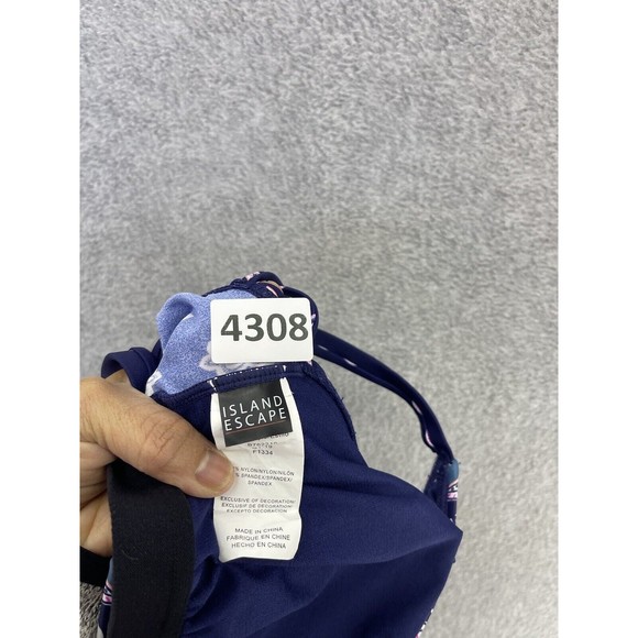 Island Escape Women's Tankini Blue Strappy Cross Back Size 12 Pink  Swim top - Picture 4 of 8